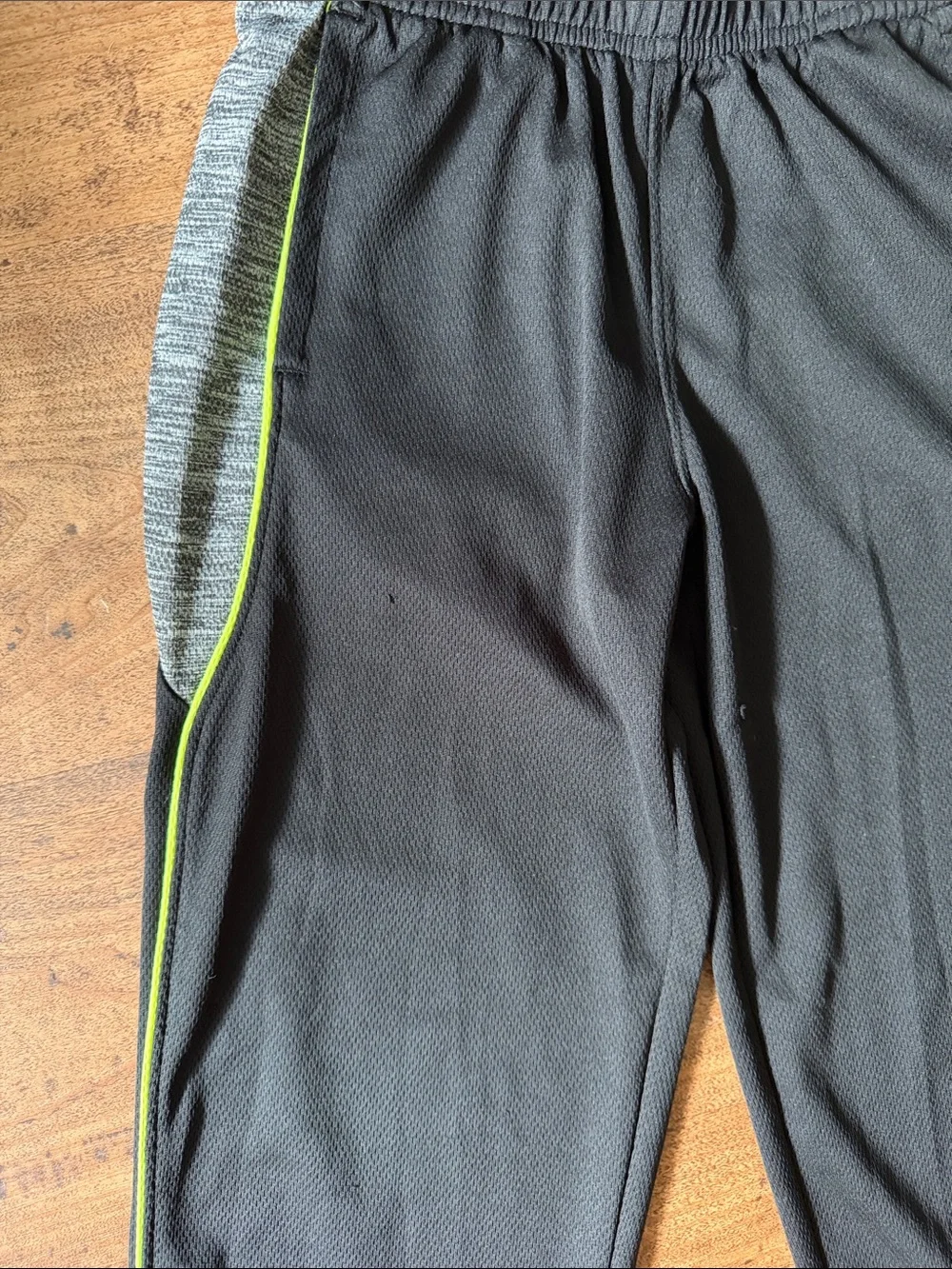 Kids Black Athletic Pants with Gray Panels & Lime Piping old navy active pant
